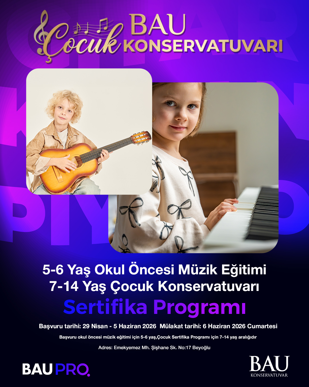 BAU Çocuk Konservatuvarı müzik eğitimi